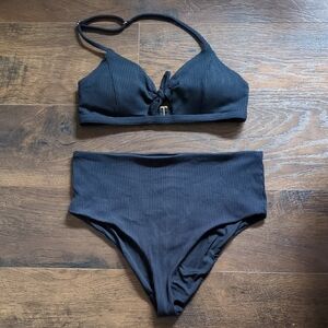 Bromelia Ribbed Bikini Set, Size M/L